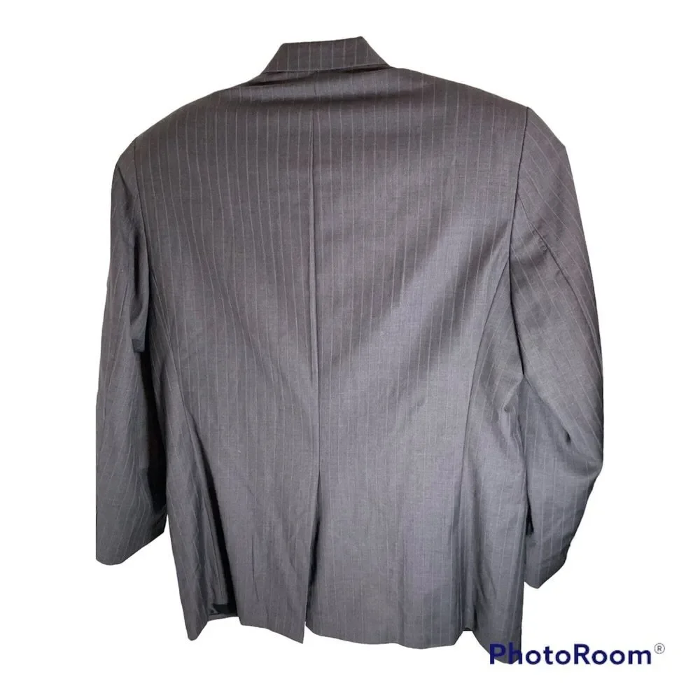 Ralph Lauren Suit Coat Jacket Dark Gray‎ with light gray pinstripe 46.